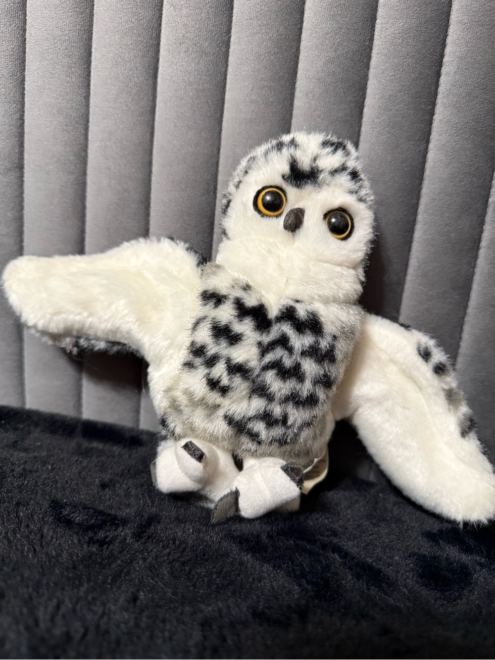 Folkmanis Small Snowy Owl Hand Puppet 8” Plush White Black Bird Toy